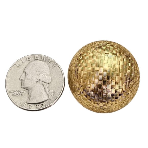 FO Inc. Gold Tone Round Dome Clip On Earrings Weave Texture, Fernando Originals - Picture 12 of 13